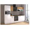 Cuisine complète PREGO - L 263 cm - Décor Blanc et chêne - Plan de travail 203 cm inclus
