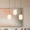 Eko-Light Suspension Alias, métal doré verre opalin, 3 lampes long