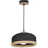 Eko-Light Suspension Studio avec décor bois à 1 lampe noir