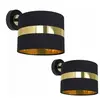 Eko-Light Applique Palmira avec abat-jour en tissu noir/doré