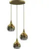Eko-Light Suspension Monte, à 3 lampes, ronde, dorée