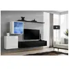 ASM Ensemble Meuble Tv Mural - Switch Xv - 250 Cm X 150 Cm X 40 Cm - Blanc Et Noir