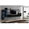 Paris Prix Meuble TV Mural Design "Switch XI" 330cm Noir