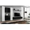 ASM Ensemble Meuble Tv Mural - Switch Vi - 330 Cm X 180 Cm X 40 Cm - Blanc Et Noir