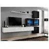 ASM Ensemble Meuble Tv Mural - Switch Xix - 310 Cm X 200 Cm X 40 Cm - Blanc Et Noir