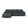 Canapé d'angle convertible réversible 5 places Indian - Tissu gris fon...