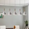 Luminex Suspension Noak 5 lampes longue blanc/bois naturel