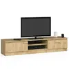 Meuble TV AKORD - Chêne Artisan - 160 cm - 2 portes - 2 étagères