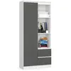 Bibliothèque de bureau AKORD R11 Blanche 80 cm 1 porte 2 tiroirs façad...