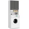 AKORD Mueble pour machine à laver Blanche 64 cm 2 portes façade Gris Graphite 4 étagères 64x30x180 cm