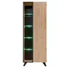 Vitrine haute - AC-DÉCO - Liam - Beige/noir - H 192 x l 70 x P 40 cm - Éclairage LED blanc