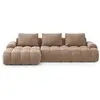 Canpé-lit d'angle gauche 3 places avec coffre en velours beige foncé