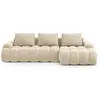 Canpé-lit d'angle droit 3 places avec coffre en velours beige clair