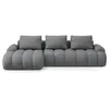 Canpé-lit d'angle gauche 3 places avec coffre en tissu structurel gris