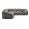 CXL by Christian Lacroix - Canapé d'angle en velours Lyna 5 Places gri...