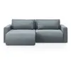 Canapé d'angle réversible 3 places avec coffre en velours bleu gris