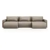 Canapé panoramique 4 places avec coffre tissu structurel beige foncé