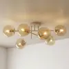 Plafonnier moderne beige et miel avec globes en verre 6xE14 10W ROMA