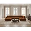 Canapé panoramique avance-recule électrique ANDRE tissu texturé orange...