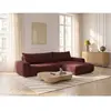 Canapé d'angle réversible convertible HONORE tissu chenille rouge   BO...
