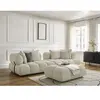 Canapé droit fixe 4 places ALYA tissu bouclette avec pouf beige   BOBO...