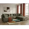 Canapé panoramique convertible ROXELANE tissu bouclette avec pouf vert...