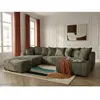 Canapé panoramique convertible ROXELANE tissu bouclette avec pouf vert...
