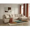 Canapé panoramique convertible ROXELANE tissu bouclette beige  angle d...