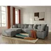 Canapé panoramique convertible ROXELANE tissu bouclette avec pouf gris...