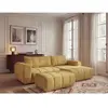 Canapé d'angle fixe NESTY tissu chiné avec pouf jaune   BOBOCHIC 3 pla...
