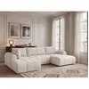 Canapé panoramique fixe NESTY tissu chiné beige  angle droit BOBOCHIC ...