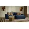 Canapé d'angle compact convertible coffre LUCIEN gros côtelé doux bleu...