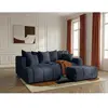 Canapé d'angle L convertible coffre ROXELANE tissu bouclette avec pouf...