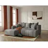 Canapé d'angle L convertible coffre ROXELANE tissu bouclette avec pouf...