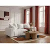 Canapé droit 3 places convertible ROXELANE tissu bouclette blanc   BOB...