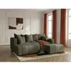 Canapé d'angle L convertible coffre ROXELANE tissu bouclette avec pouf...