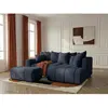 Canapé d'angle L convertible coffre ROXELANE tissu bouclette avec pouf...
