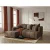 Canapé d'angle L convertible coffre ROXELANE tissu bouclette avec pouf...