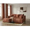 Canapé d'angle L convertible coffre ROXELANE tissu bouclette avec pouf...