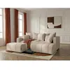 Canapé d'angle L convertible coffre ROXELANE tissu bouclette avec pouf...
