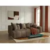 Canapé d'angle L convertible coffre ROXELANE tissu bouclette marron  a...