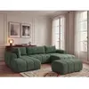 Canapé panoramique fixe NESTY tissu chiné avec pouf vert foncé  angle ...