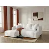 Canapé d'angle L convertible coffre ROXELANE tissu bouclette avec pouf...