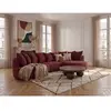 Canapé d'angle fixe CALYPSO tissu bouclette bordeaux  angle droit BOBO...