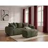 Canapé 3 places convertible ROXELANE tissu chiné avec pouf vert   BOBO...