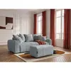 Canapé 3 places convertible ROXELANE tissu chiné avec pouf gris clair ...
