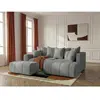 Canapé d'angle L convertible coffre ROXELANE tissu chiné avec pouf gri...