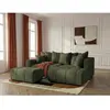 Canapé d'angle L convertible coffre ROXELANE tissu chiné avec pouf ver...
