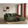 Canapé d'angle L convertible coffre ROXELANE tissu chiné avec pouf ver...