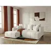 Canapé d'angle L convertible coffre ROXELANE tissu chiné avec pouf bla...